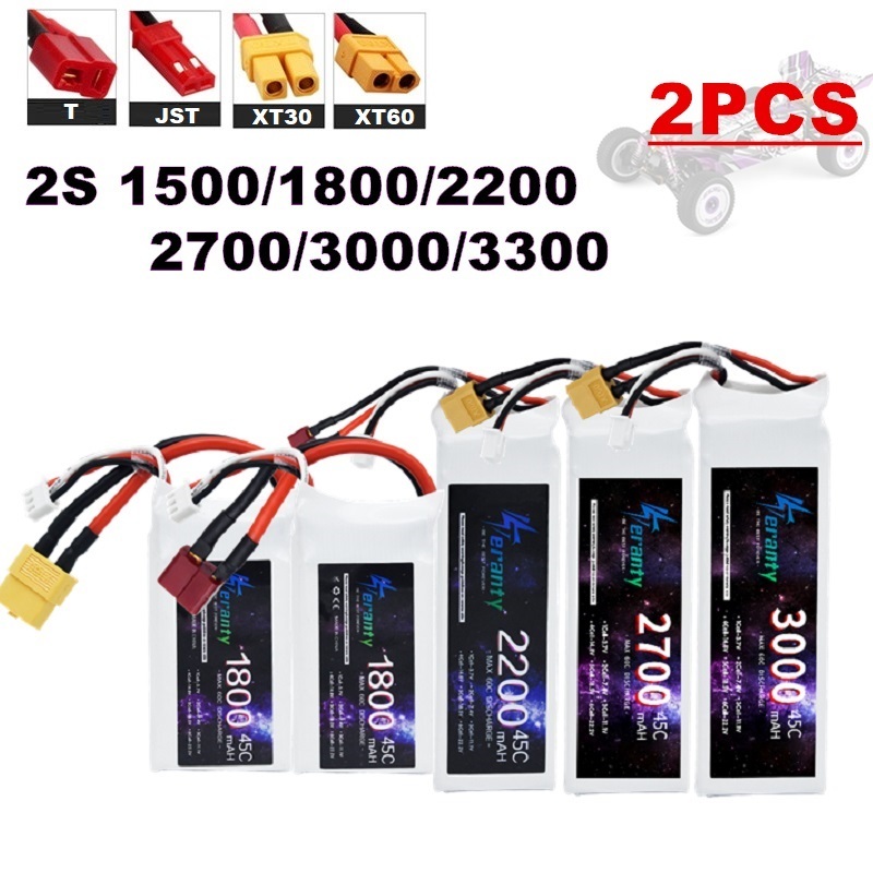 2PCS 7.4V Lipo 2S Battery 1500 - Drone Racing Battery avis et prix