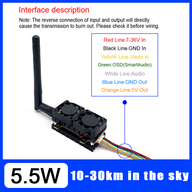 Long Range 5.8GHz 5.5W Video T - Drone Racing Transmitter avis et prix