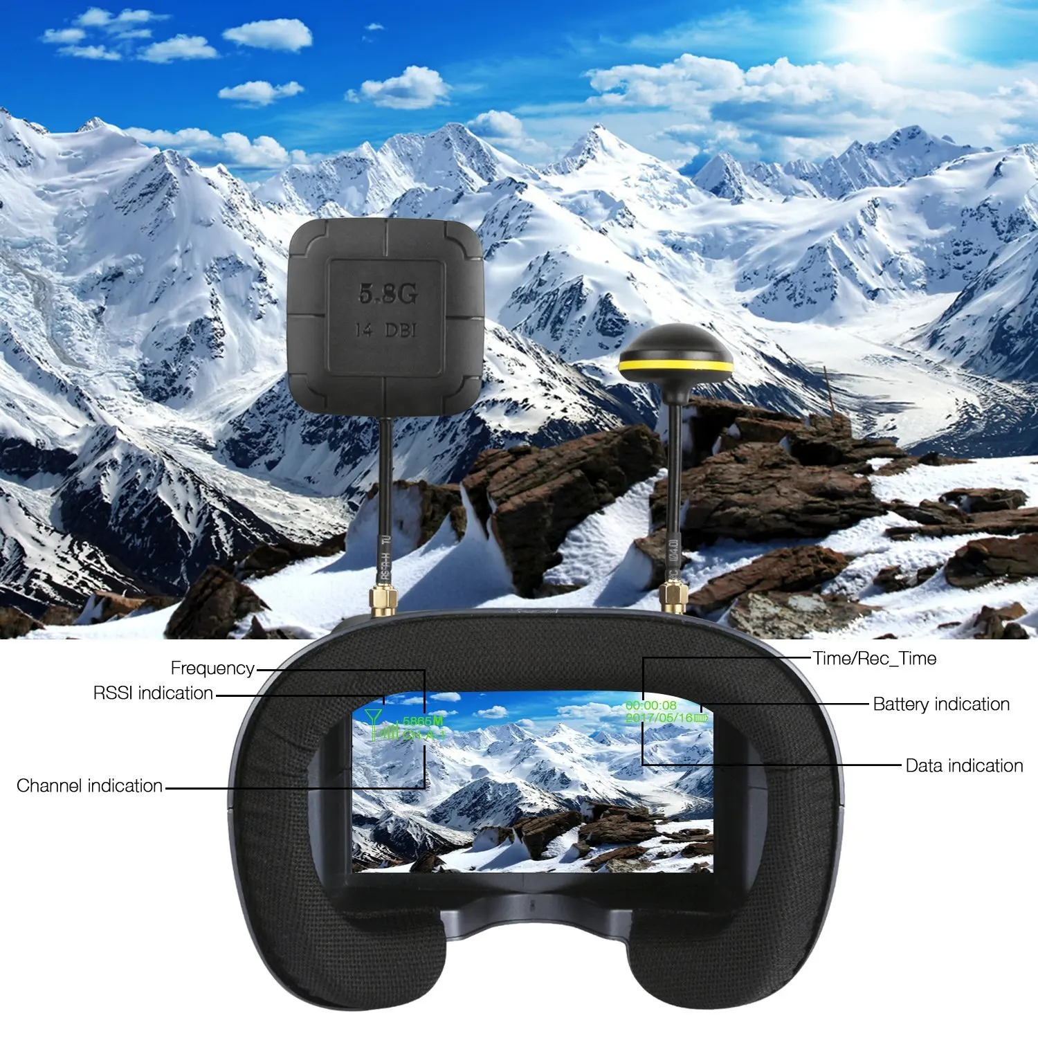 FPV Goggles 008D 5.8G 40CH 4.3 - Drone Racing Goggles avis et prix